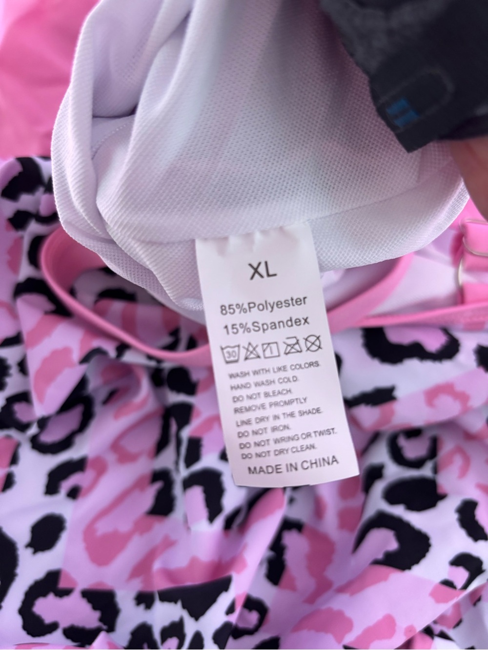 SHEIN Pink Black White Leopard Print 2 Piece Swimsuit - Picture 7 of 12